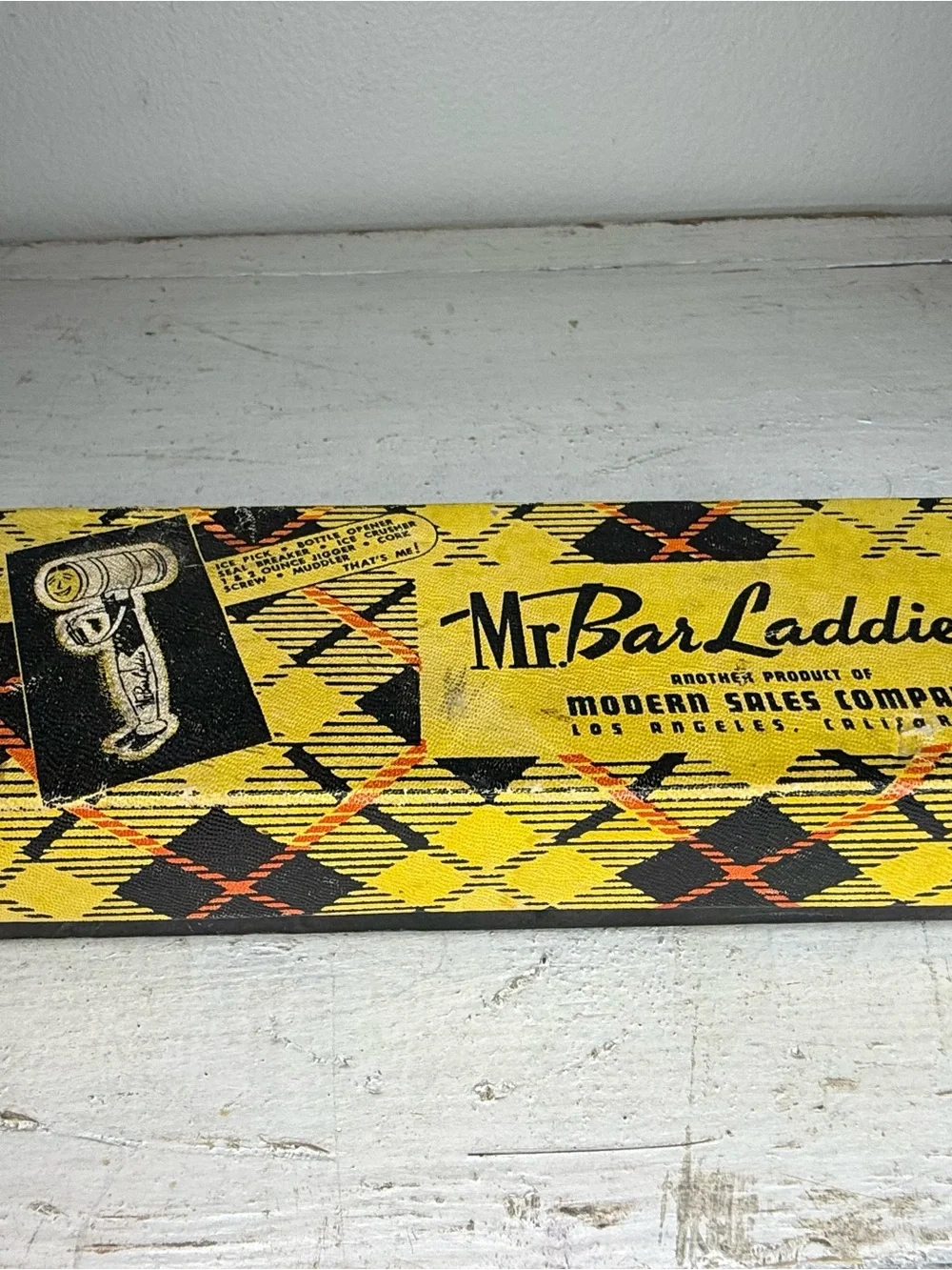 Vintage Mr. Bar Laddie Jr. Jigger, Ice Hammer, Bottle Opener, Corkscrew with box
